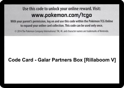 Code Card - Galar Partners Box [Rillaboom V]