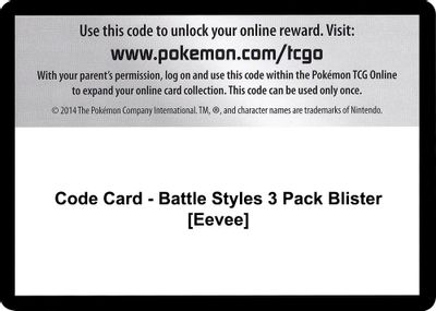 Code Card - Battle Styles 3 Pack Blister [Eevee]