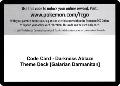 Code Card - Darkness Ablaze Theme Deck [Galarian Darmanitan]