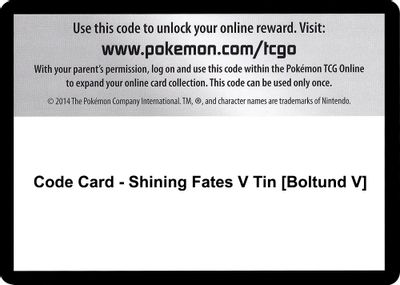Code Card - Shining Fates V Tin [Boltund V]