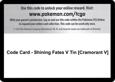 Code Card - Shining Fates V Tin [Cramorant V]