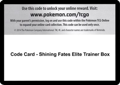 Code Card - Shining Fates Elite Trainer Box