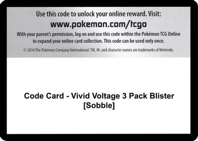 Code Card - Vivid Voltage 3 Pack Blister [Sobble]