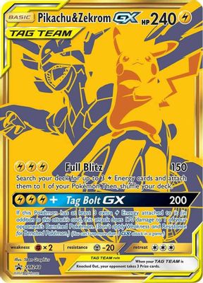 Pikachu & Zekrom GX card