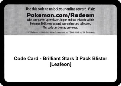 Code Card - Brilliant Stars 3 Pack Blister [Leafeon]