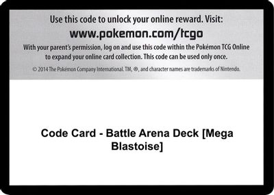Code Card - Battle Arena Deck [Mega Blastoise]