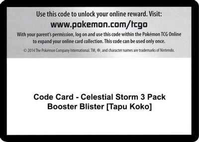 Code Card - Celestial Storm 3 Pack Booster Blister [Tapu Koko]