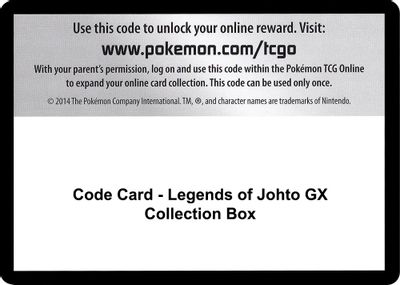 Code Card - Legends of Johto GX Collection Box