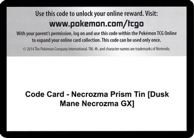 Code Card - Necrozma Prism Tin [Dusk Mane Necrozma GX]