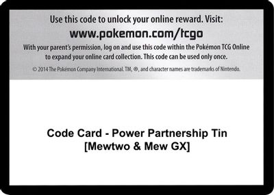 Code Card - Power Partnership Tin [Mewtwo & Mew GX]