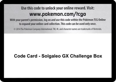 Code Card - Solgaleo GX Challenge Box