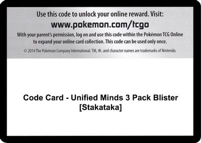 Code Card - Unified Minds 3 Pack Blister [Stakataka]