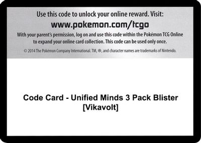 Code Card - Unified Minds 3 Pack Blister [Vikavolt]