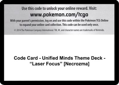 Code Card - Unified Minds Theme Deck - "Laser Focus" [Necrozma]