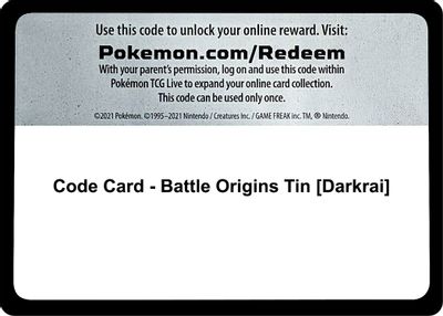 Code Card - Battle Origins Tin [Darkrai]