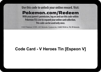 Code Card - V Heroes Tin [Espeon V]