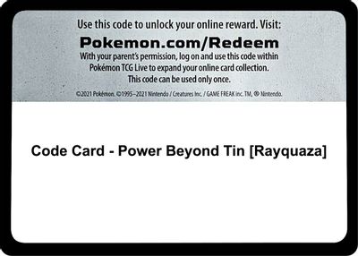 Code Card - Power Beyond Tin [Rayquaza]