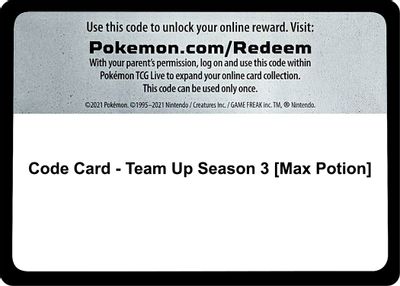 Code Card - Team Up Season 3 [Max Potion]