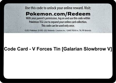 Code Card - V Forces Tin [Galarian Slowbrow V]