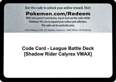 Code Card - League Battle Deck [Shadow Rider Calyrex VMAX]