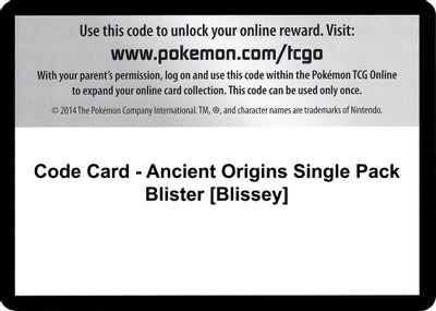 Code Card - Ancient Origins Single Pack Blister [Blissey]