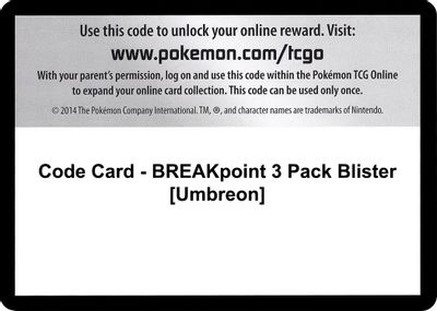 Code Card - BREAKpoint 3 Pack Blister [Umbreon]