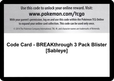 Code Card - BREAKthrough 3 Pack Blister [Sableye]