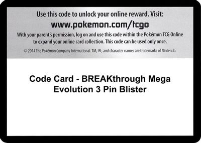 Code Card - BREAKthrough Mega Evolution 3 Pin Blister
