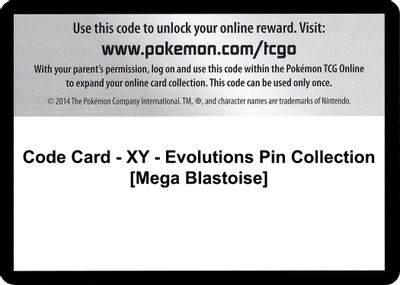 Code Card - XY - Evolutions Pin Collection [Mega Blastoise]