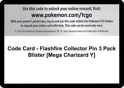 Code Card - Flashfire Collector Pin 3 Pack Blister [Mega Charizard Y]