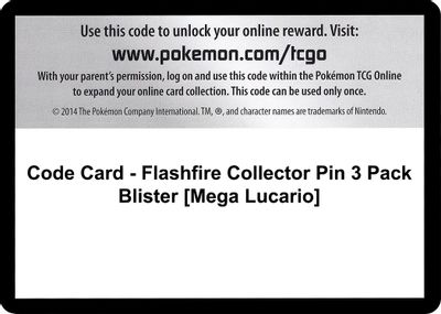 Code Card - Flashfire Collector Pin 3 Pack Blister [Mega Lucario]