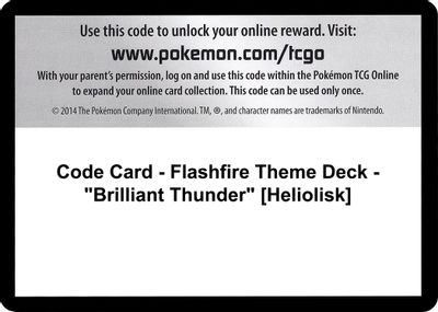 Code Card - Flashfire Theme Deck - "Brilliant Thunder" [Heliolisk]