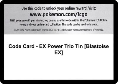 Code Card - EX Power Trio Tin [Blastoise EX]