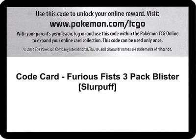 Code Card - Furious Fists 3 Pack Blister [Slurpuff]