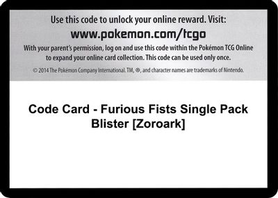 Code Card - Furious Fists Single Pack Blister [Zoroark]
