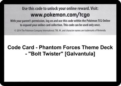 Code Card - Phantom Forces Theme Deck - "Bolt Twister" [Galvantula]