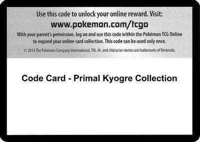 Code Card - Primal Kyogre Collection
