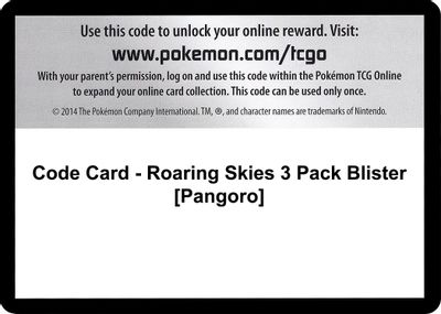 Code Card - Roaring Skies 3 Pack Blister [Pangoro]