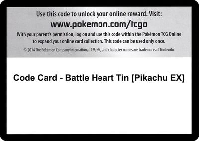 Code Card - Battle Heart Tin [Pikachu EX]