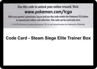Code Card - Steam Siege Elite Trainer Box