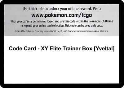 Code Card - XY Elite Trainer Box [Yveltal]