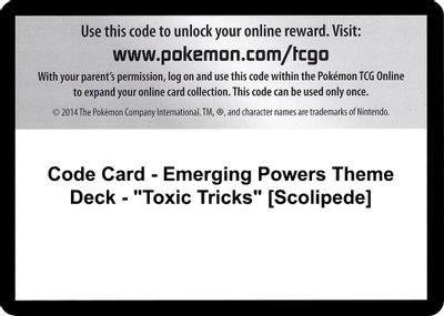Code Card - Emerging Powers Theme Deck - "Toxic Tricks" [Scolipede]