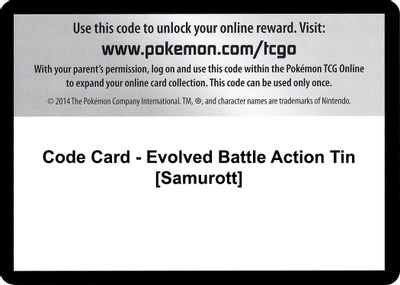Code Card - Evolved Battle Action Tin [Samurott]