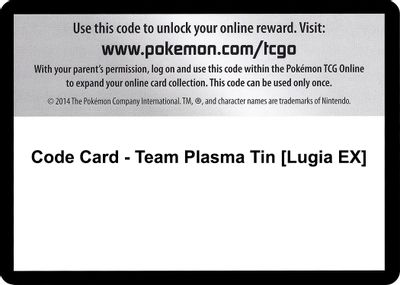 Code Card - Team Plasma Tin [Lugia EX]