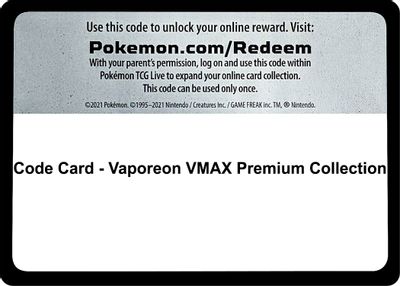 Code Card - Vaporeon VMAX Premium Collection