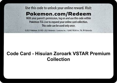 Code Card - Hisuian Zoroark VSTAR Premium Collection