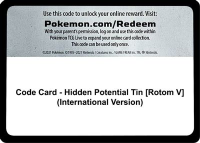 Code Card - Hidden Potential Tin [Rotom V] (International Version)