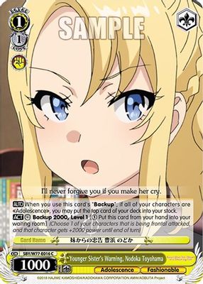 Younger Sister's Warning, Nodoka Toyohama