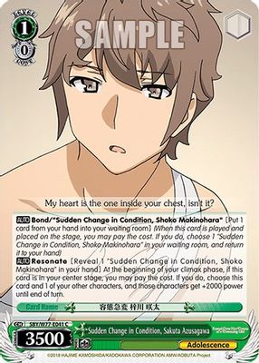 Sudden Change in Condition, Sakuta Azusagawa