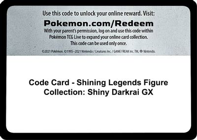 Code Card - Shining Legends Figure Collection: Shiny Darkrai GX